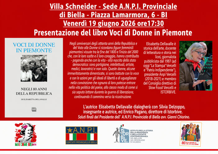 “Voci di donne in Piemonte”: ANPI Biella ricorda gli 80 anni dal primo voto femminile in Italia “Voci di donne in Piemonte”: ANPI Biella ricorda gli 80 anni dal primo voto femminile in Italia
