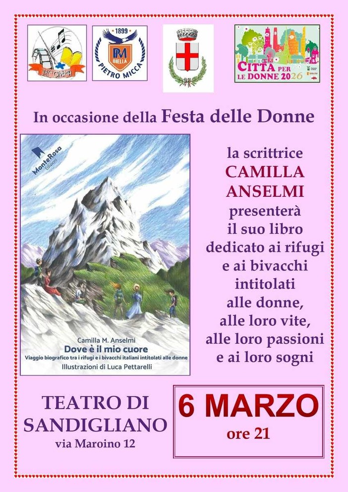 A Sandigliano la scrittrice Camilla Anselmi presenta il libro “Dove è il mio cuore”