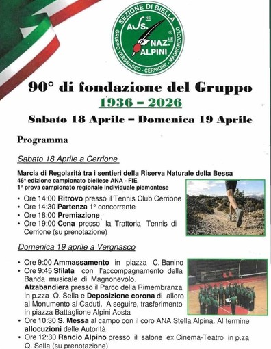 Il Gruppo Alpini di Vergnasco, Cerrione e Magnonevolo festeggia i 90 anni