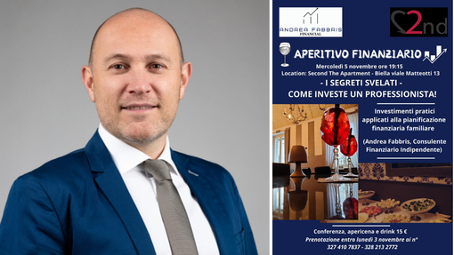 Biella, “Aperitivo Finanziario” con Andrea Fabbris: i segreti della pianificazione per raggiungere i propri obiettivi Biella, “Aperitivo Finanziario” con Andrea Fabbris: i segreti della pianificazione per raggiungere i propri obiettivi