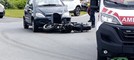 Scontro auto-moto a Vigliano, traffico e code alla rotonda del cimitero (foto di Mattia Baù per newsbiella.it)