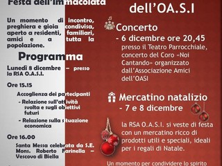 A Chiavazza si celebra l’Immacolata: festa patronale, concerto e mercatino all’O.A.S.I.