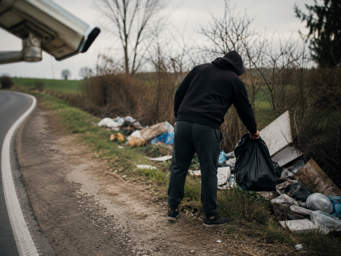 Rifiuti abbandonati, l’alta Valle Elvo alza la voce contro l’inciviltà: in campo sanzioni e fototrappole (foto generata con l'IA)