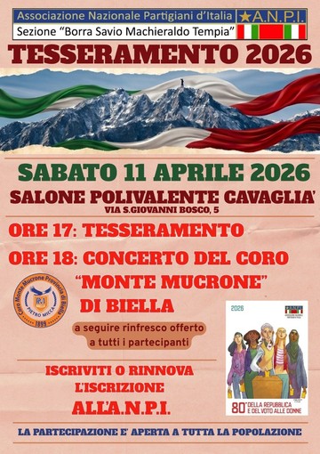 ANPI 2026, al via la campagna di tesseramento a Cavaglià