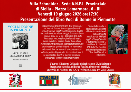“Voci di donne in Piemonte”: ANPI Biella ricorda gli 80 anni dal primo voto femminile in Italia “Voci di donne in Piemonte”: ANPI Biella ricorda gli 80 anni dal primo voto femminile in Italia