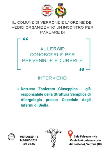 Allergie, come prevenirle, se ne parla a Verrone