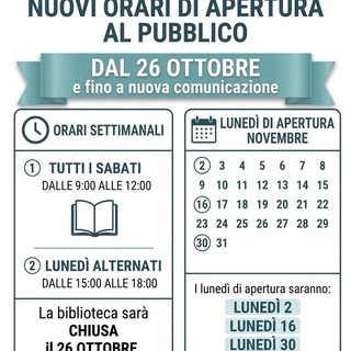 Biblioteca di Benna, nuovi orari di apertura al pubblico
