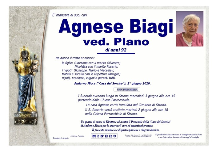 Agnese Biagi, ved. Plano