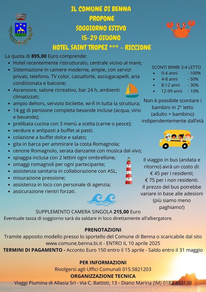Benna: tutti al mare a Riccione! Benna: tutti al mare a Riccione!