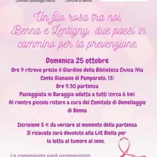 Tumore al seno: Benna in cammino per la prevenzione