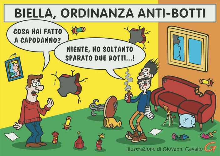 Capodanno a Biella: botti vietati e rumore assicurato - illustrazione di Giovanni Cavallo