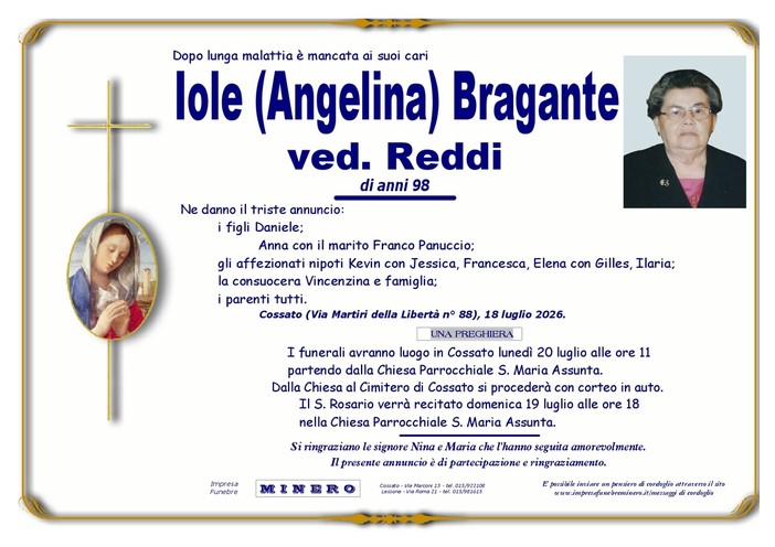 Iole (Angelina) Bragante, ved. Reddi