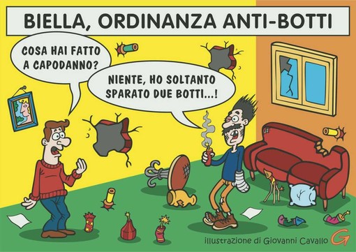 Capodanno a Biella: botti vietati e rumore assicurato - illustrazione di Giovanni Cavallo