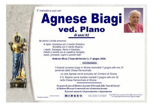 Agnese Biagi, ved. Plano