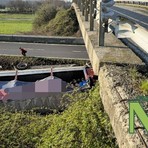 Camion finisce fuori strada e si ribalta in Superstrada (servizio di Mauro Benedetti per newsbiella.it)