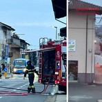 Incendio di un furgone a Sandigliano: intervento in corso - Foto D'Agostino