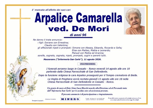 Arpalice Camarella, ved. De Mori