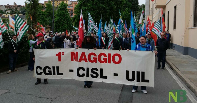 Corteo del 1° Maggio, nutrita partecipazione a Biella (servizio di Davide Finatti per newsbiella.it)