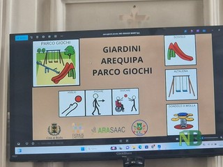 Biella sempre più inclusiva con simboli CAA  nei giochi al parco Arequipa