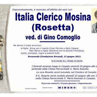 Italia Clerico Mosina (Rosetta), Ved. di Gino Comoglio