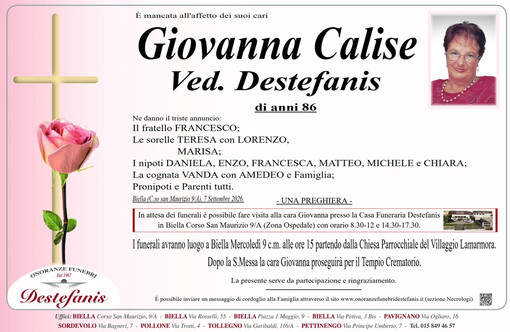 Giovanna Calise, Ved. Destafanis Giovanna Calise, Ved. Destafanis