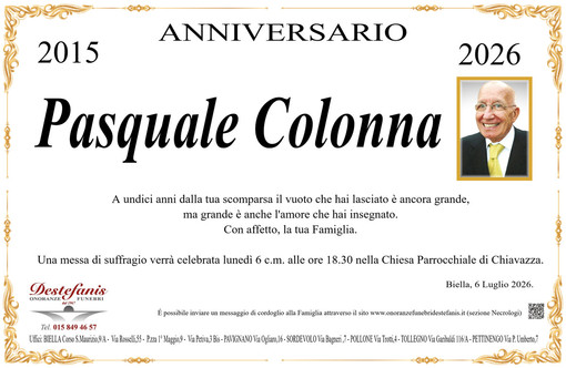 Pasquale Colonna, anniversario Pasquale Colonna, anniversario