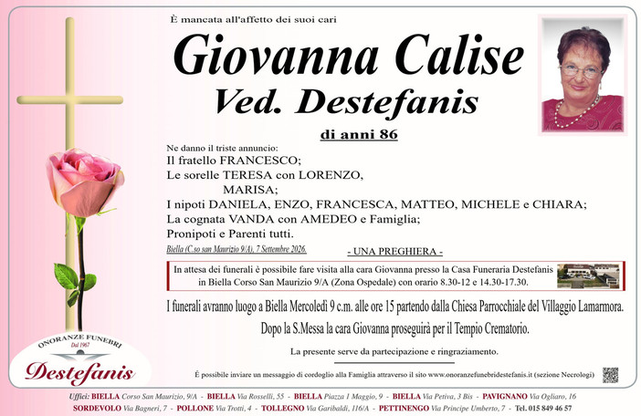 Giovanna Calise, Ved. Destafanis