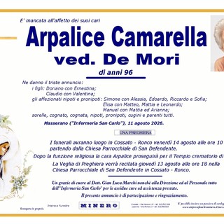Arpalice Camarella, ved. De Mori
