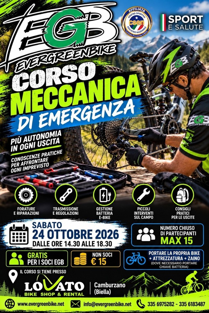 Evergreen Bike lancia il “Corso di Meccanica di Emergenza”: autonomia e sicurezza per ogni uscita Evergreen Bike lancia il “Corso di Meccanica di Emergenza”: autonomia e sicurezza per ogni uscita