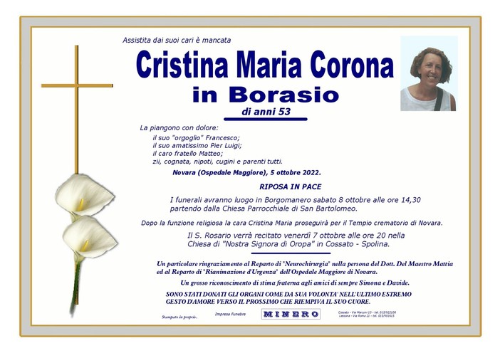 Cristina Maria Corona, in Borasio
