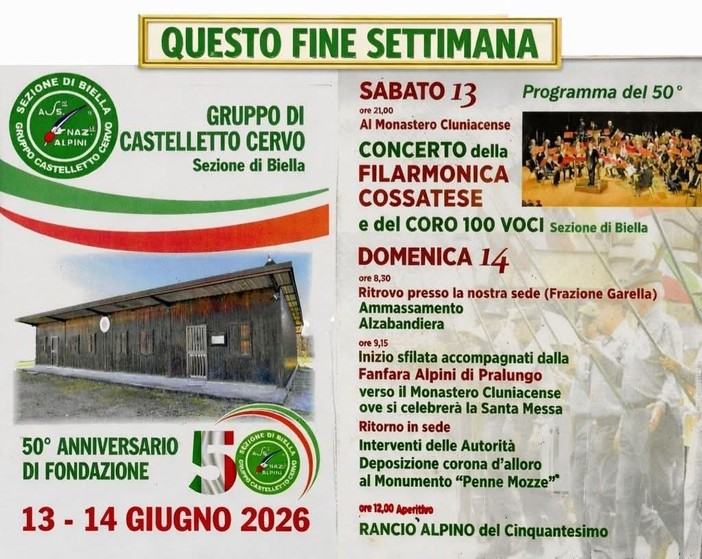 Castelletto Cervo celebra il 50° anniversario del Gruppo Alpini Castelletto Cervo celebra il 50° anniversario del Gruppo Alpini