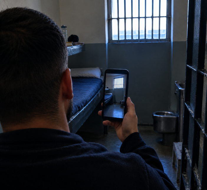 Dirette sui social dal carcere di Biella, blitz della Polizia Penitenziaria (immagine generata dall'IA)