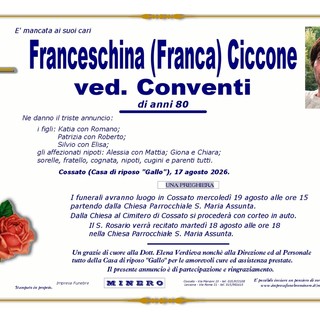 Franceshina (Franca) Ciccone, ved. Conventi