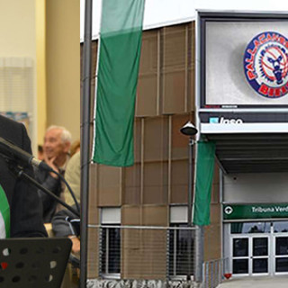 Biella Forum, il sindaco Marco Cavicchioli tifa Angelico all'inizio della stagione 2016/17