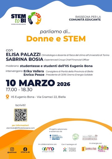 Donne e STEM, incontro all’IIS Bona per riflettere sul ruolo femminile nella scienza Donne e STEM, incontro all’IIS Bona per riflettere sul ruolo femminile nella scienza