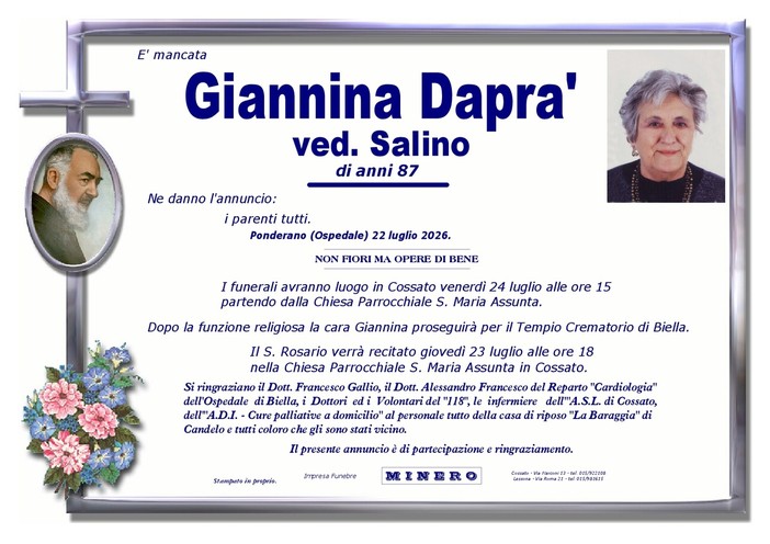 Giannina Daprà, ved. Salino