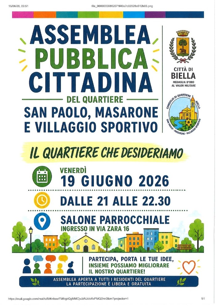 Quartiere San Paolo, Masarone e Villaggio Sportivo, questa sera l'assemblea pubblica