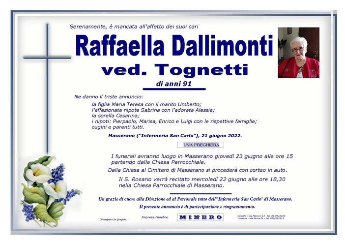 Raffella Dallimonti, Ved.Tognetti