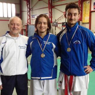 Il Maestro Damiano Rovatti con Diego Rovatti e Matteo Boffa