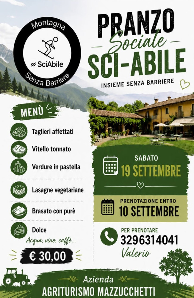 Pranzo Sociale Sci-Abile: insieme senza barriere all’Agriturismo Mazzucchetti