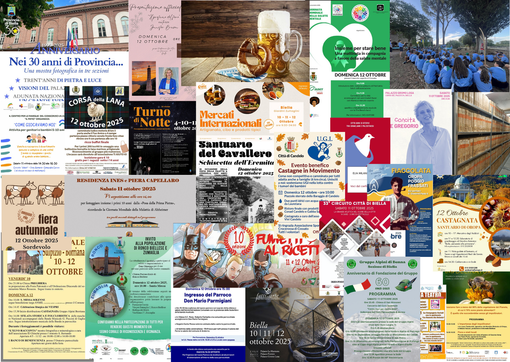 Tante cose da fare nel we del 10, 11 e 12 ottobre