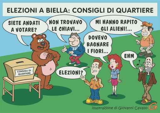 Biella, consigli di quartiere: gli elettori svaniscono rapiti dagli alieni - Illustrazione di Giovanni Cavallo Biella, consigli di quartiere: gli elettori svaniscono rapiti dagli alieni - Illustrazione di Giovanni Cavallo