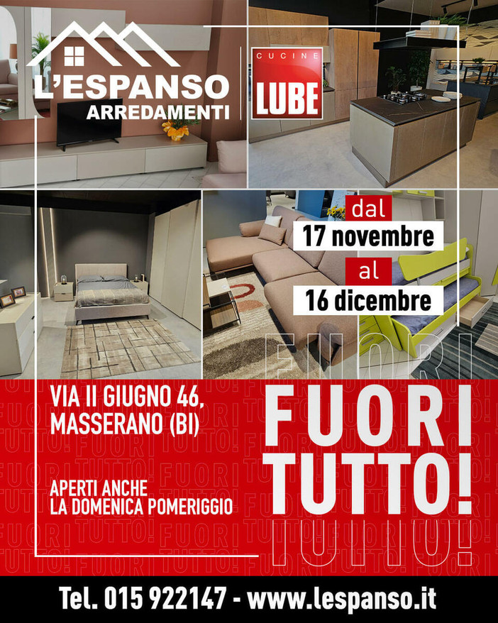 FUORI TUTTO L’ESPANSO: a Masserano l’arredamento di qualità diventa un’occasione imperdibile