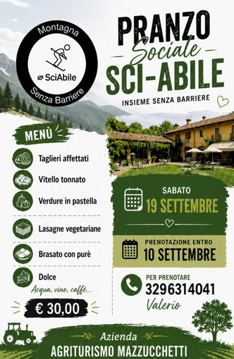 Pranzo Sociale Sci-Abile: insieme senza barriere all’Agriturismo Mazzucchetti Pranzo Sociale Sci-Abile: insieme senza barriere all’Agriturismo Mazzucchetti