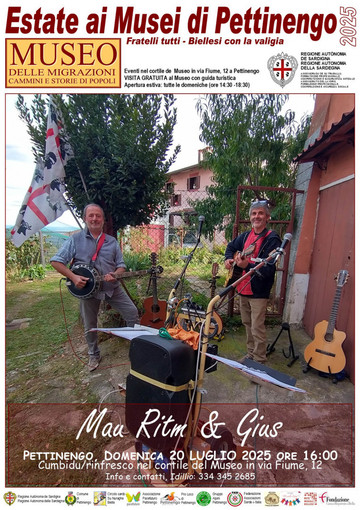Musica, identità e turismo culturale: il 20 luglio concerto gratuito al Museo delle Migrazioni di Pettinengo Musica, identità e turismo culturale: il 20 luglio concerto gratuito al Museo delle Migrazioni di Pettinengo