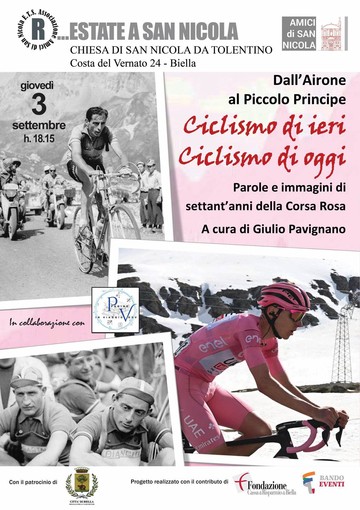 Biella: “R…Estate a San Nicola”, da Coppi ai campioni di oggi, 70 anni di storia della Corsa Rosa Biella: “R…Estate a San Nicola”, da Coppi ai campioni di oggi, 70 anni di storia della Corsa Rosa