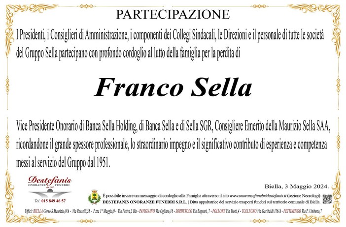 Franco Sella, partecipazione
