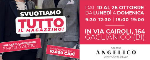 Angelico svuota i magazzini: grande svendita a Gaglianico, alle porte di Biella Angelico svuota i magazzini: grande svendita a Gaglianico, alle porte di Biella