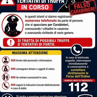 Truffe telefoniche, falsi Carabinieri chiamano i cittadini: diffidate e chiamate il 112 Truffe telefoniche, falsi Carabinieri chiamano i cittadini: diffidate e chiamate il 112