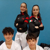 Dragon's Karate, ultime medaglie 2025, bronzo nazionale, nella foto in alto da sinistra: Zoccola Lisa, Roberto Sara, in basso a sinistra Tortelli Francesco, Lorenzonetto Marco.